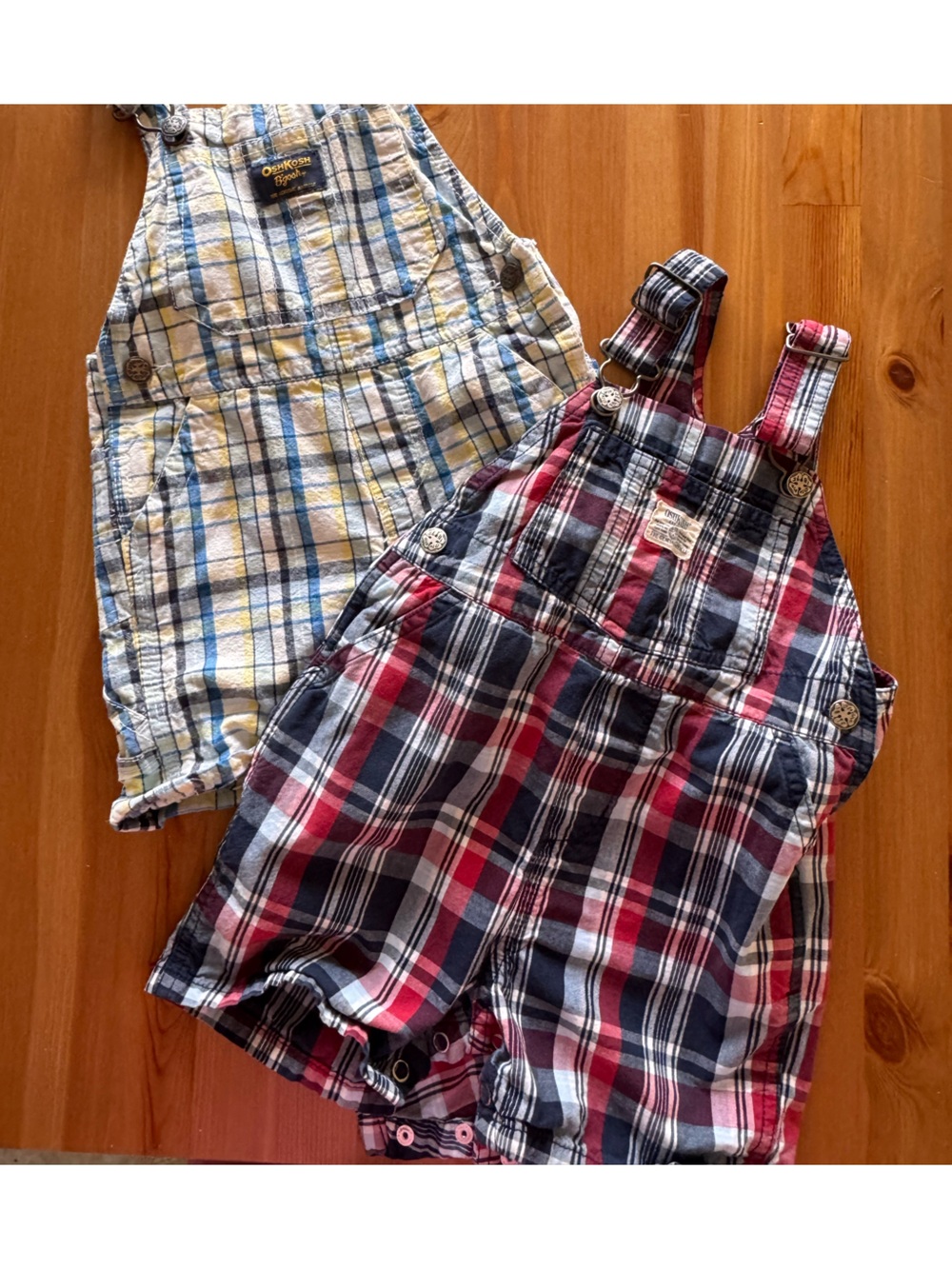 Plaid Kids Overalls Top - Red & Blue / Yellow & Blue OshKosh